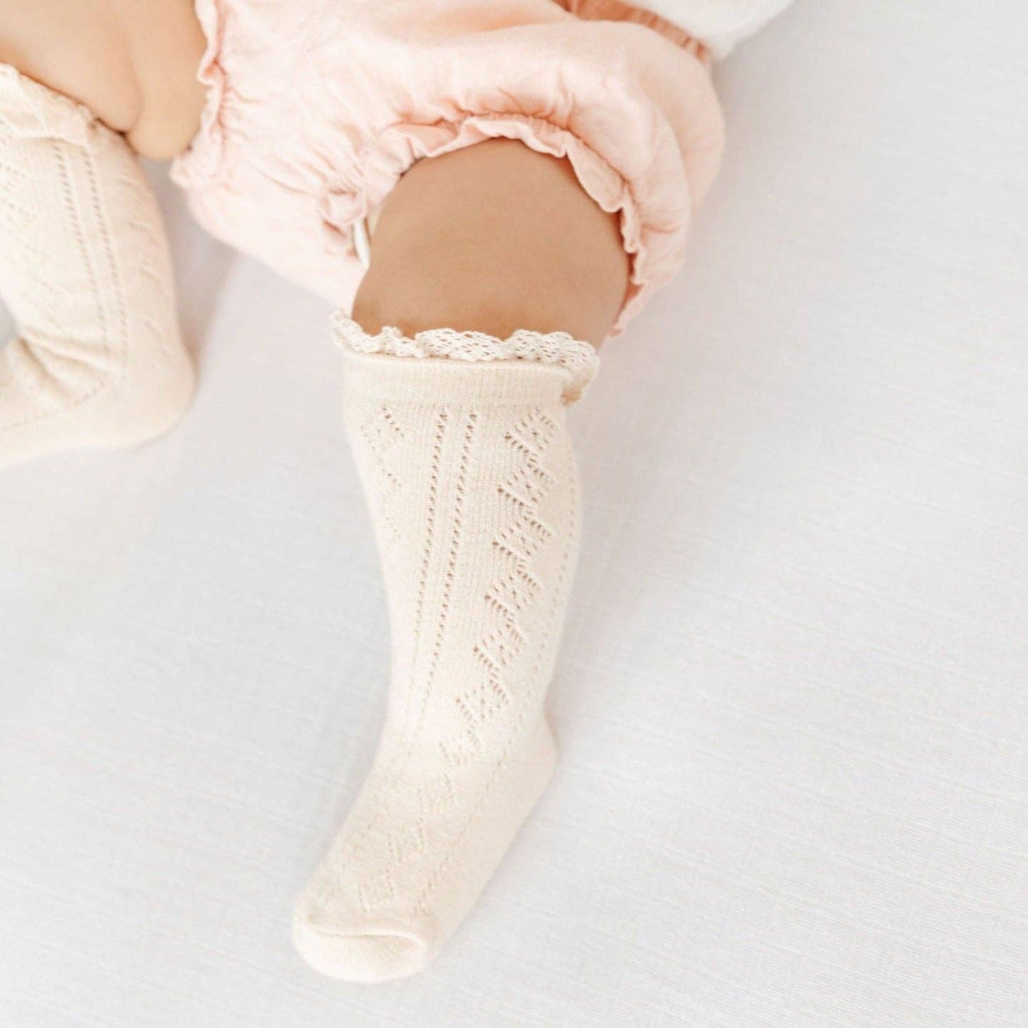 Little Stocking Company | Vanilla Fancy Lace Top Knee High Socks