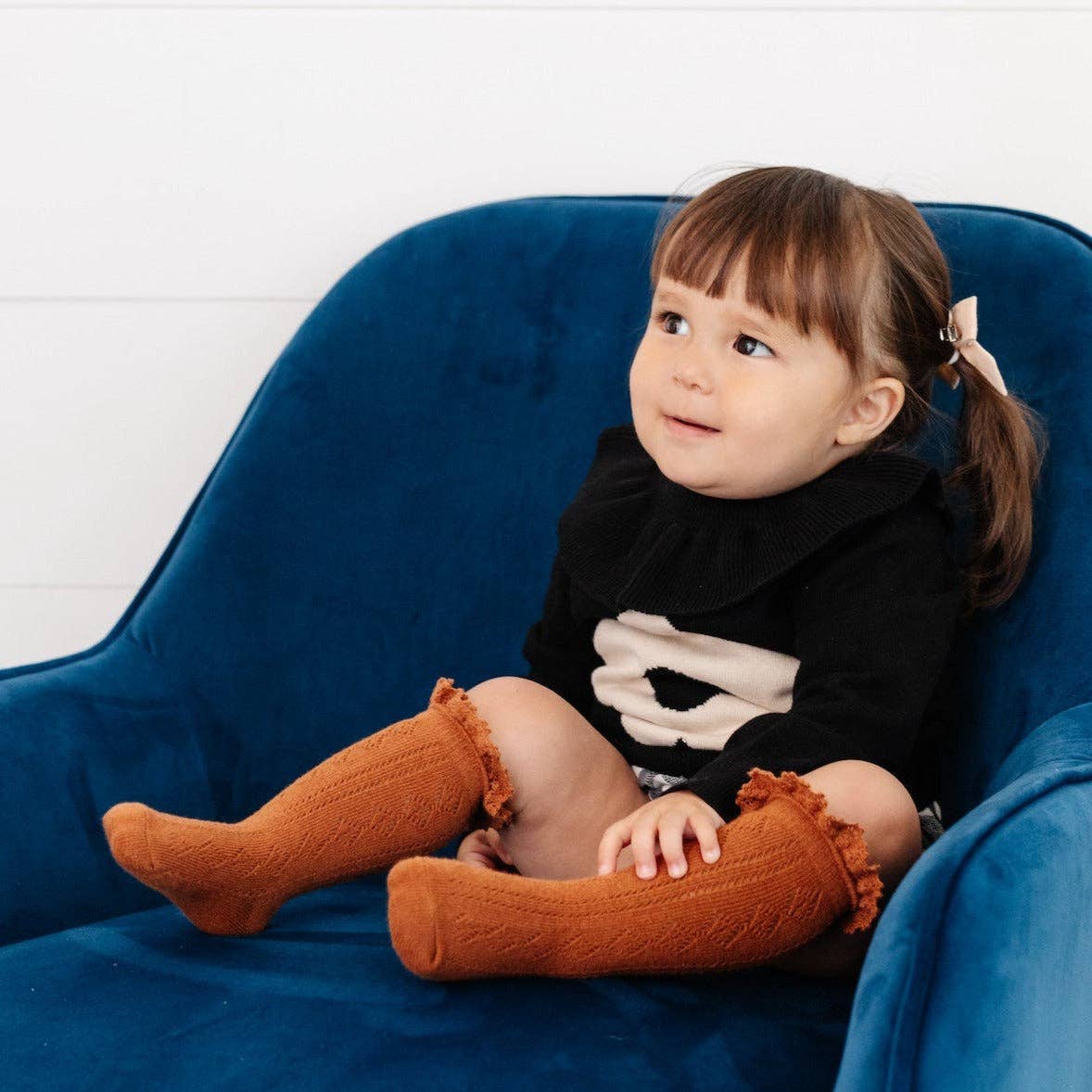 Little Stocking Company | Sugar Almond Fancy Lace Top Knee High Socks
