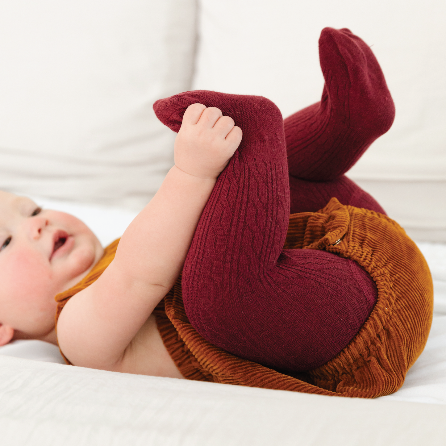 Little Stocking Company | Burgundy Cable Knit Tights