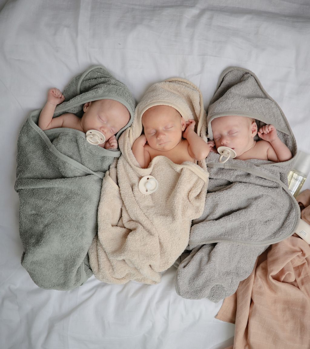 Mushie | Organic Cotton Baby Hooded Towel - Fog