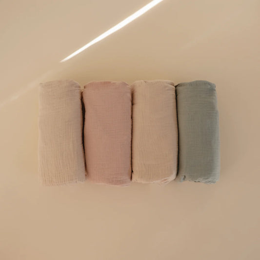 Mushie | Extra Soft Muslin Crib Sheet - 2 Pack | Blush\Fog