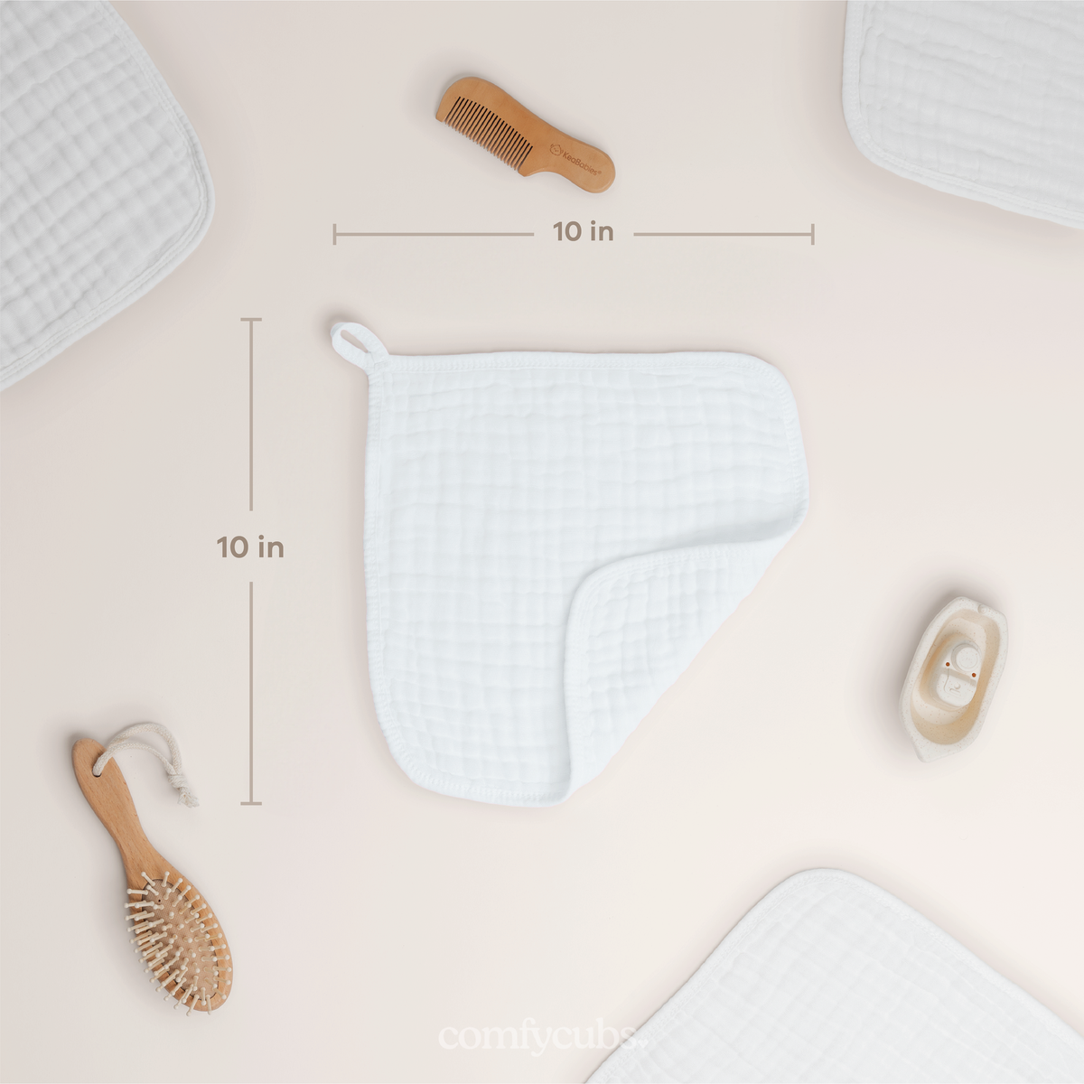 Muslin Baby Washcloths, Soft 10"x10" Cotton by Comfy Cubs