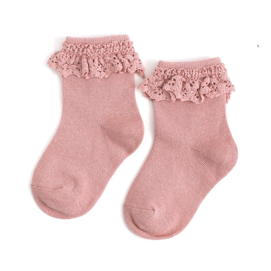 Little Stocking Company | Blush Pink Lace Midi Sock