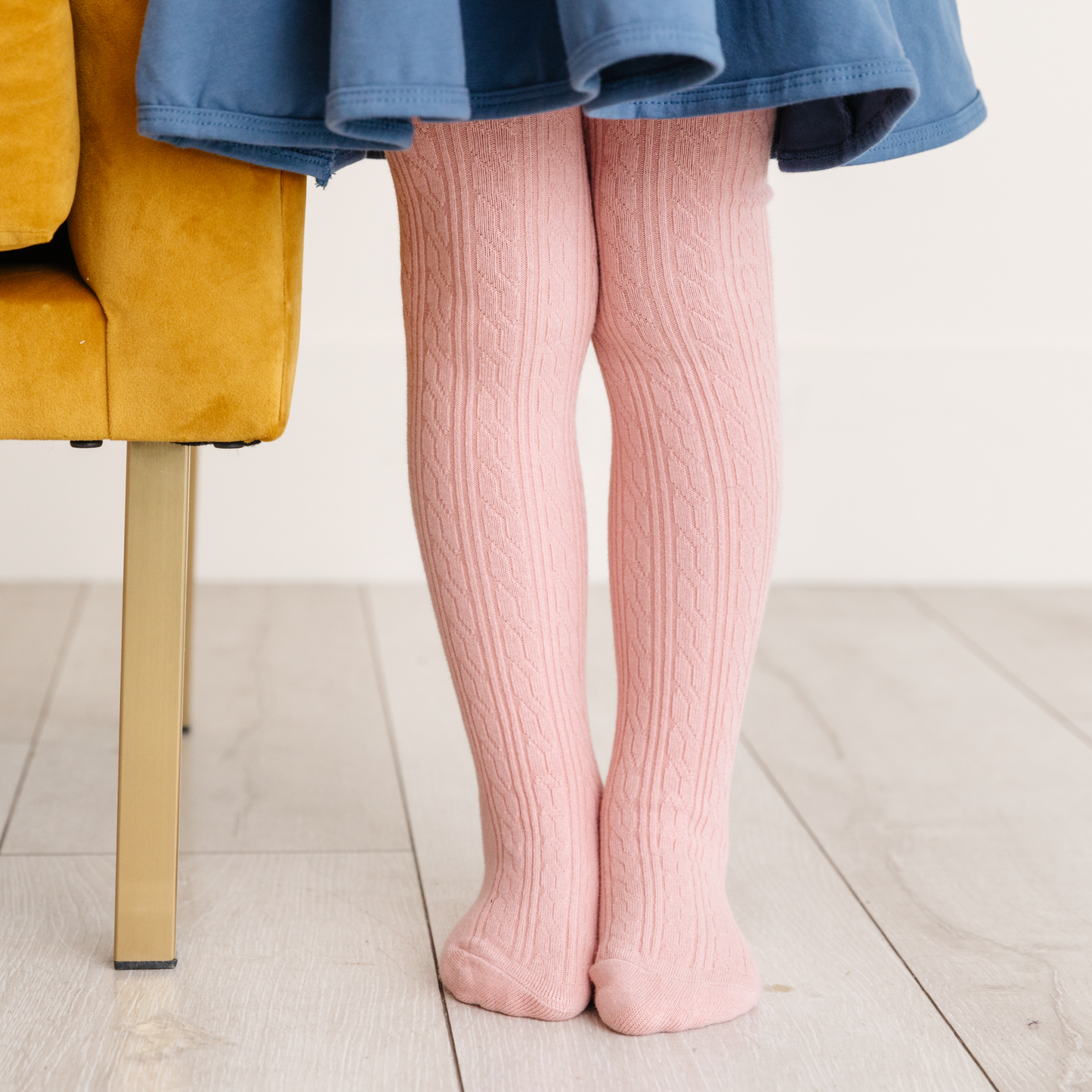 Little Stocking Company | Blush Pink Cable Knit Tights