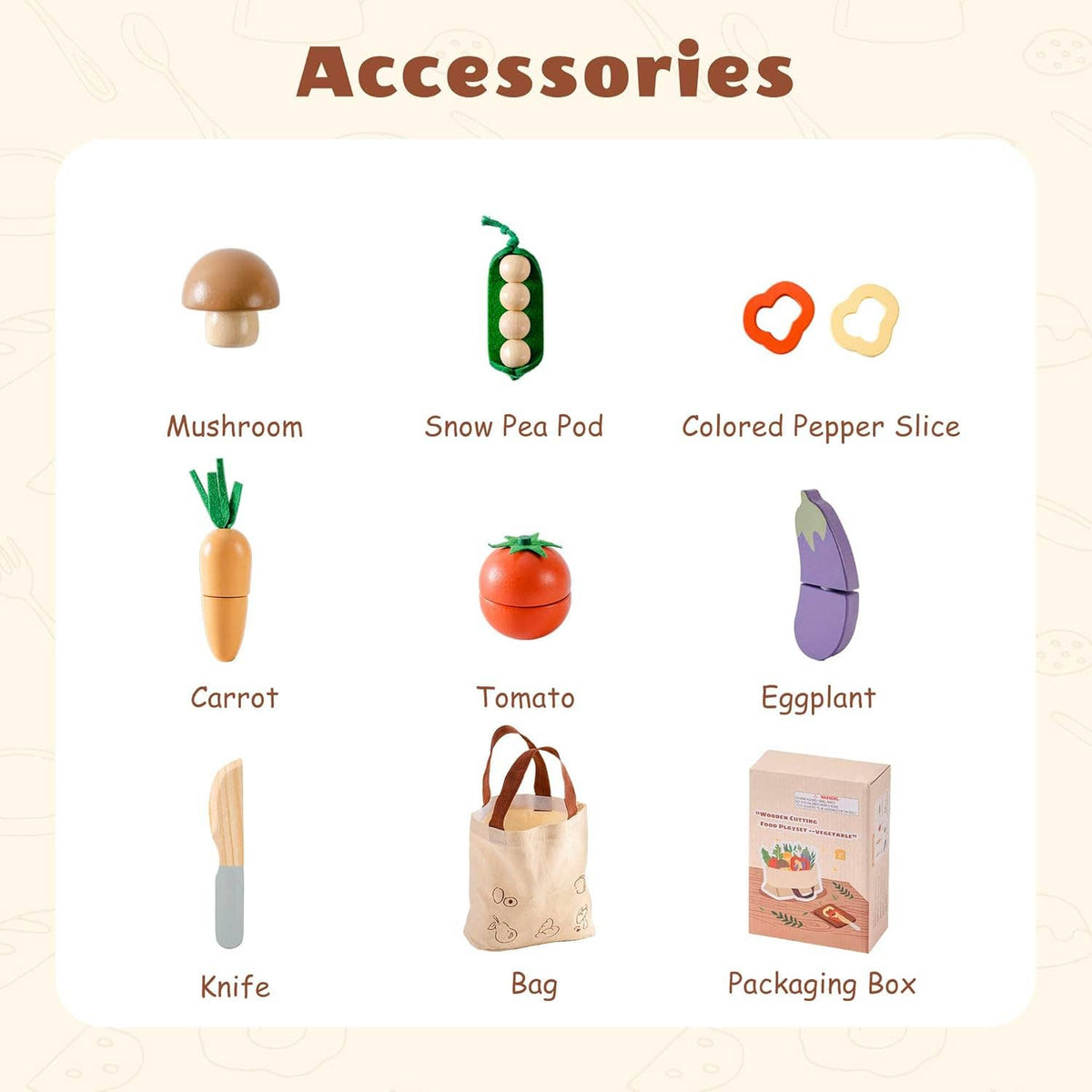 Robud Wooden  Pretend Play Realistic Food Cutting Set Toys