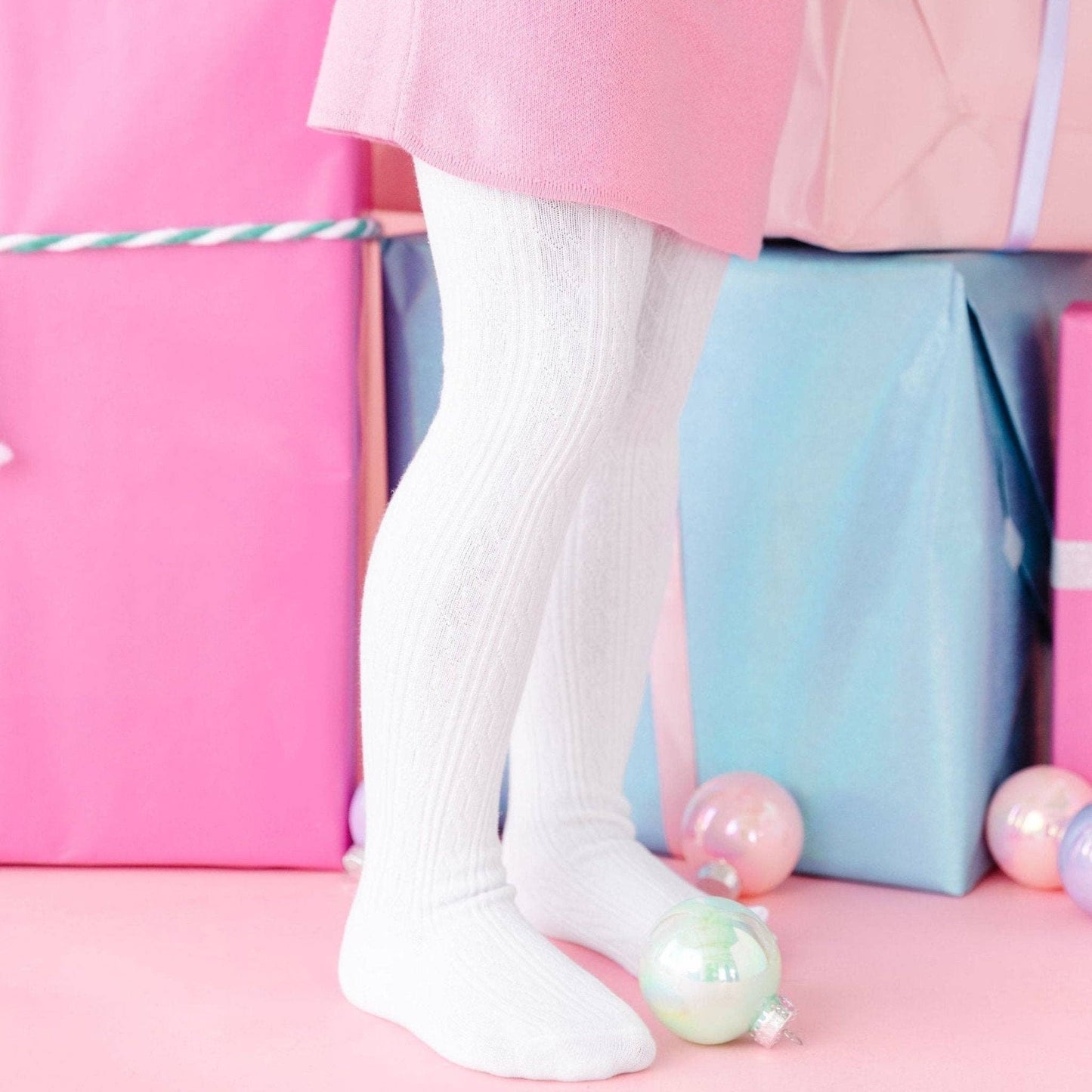 Little Stocking Company | White Cable Knit Tights