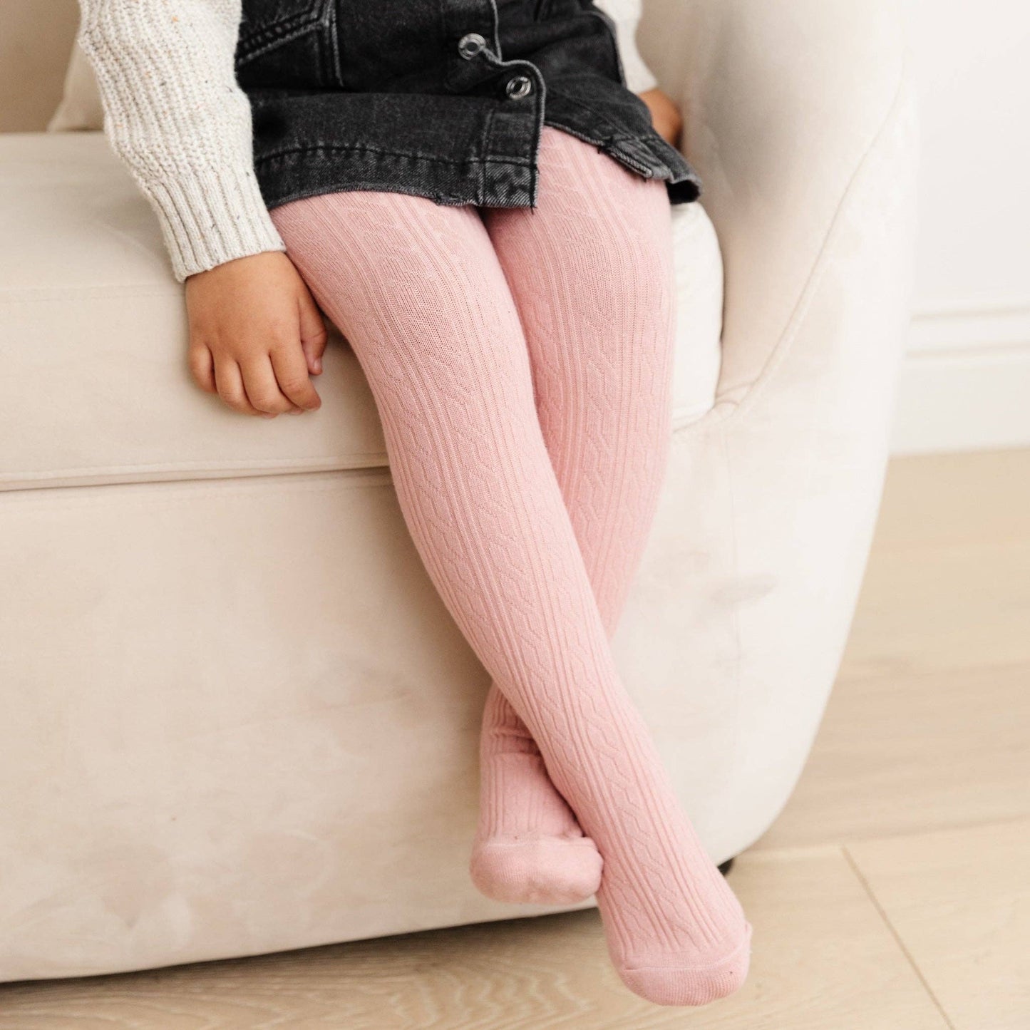 Little Stocking Company | Blush Pink Cable Knit Tights