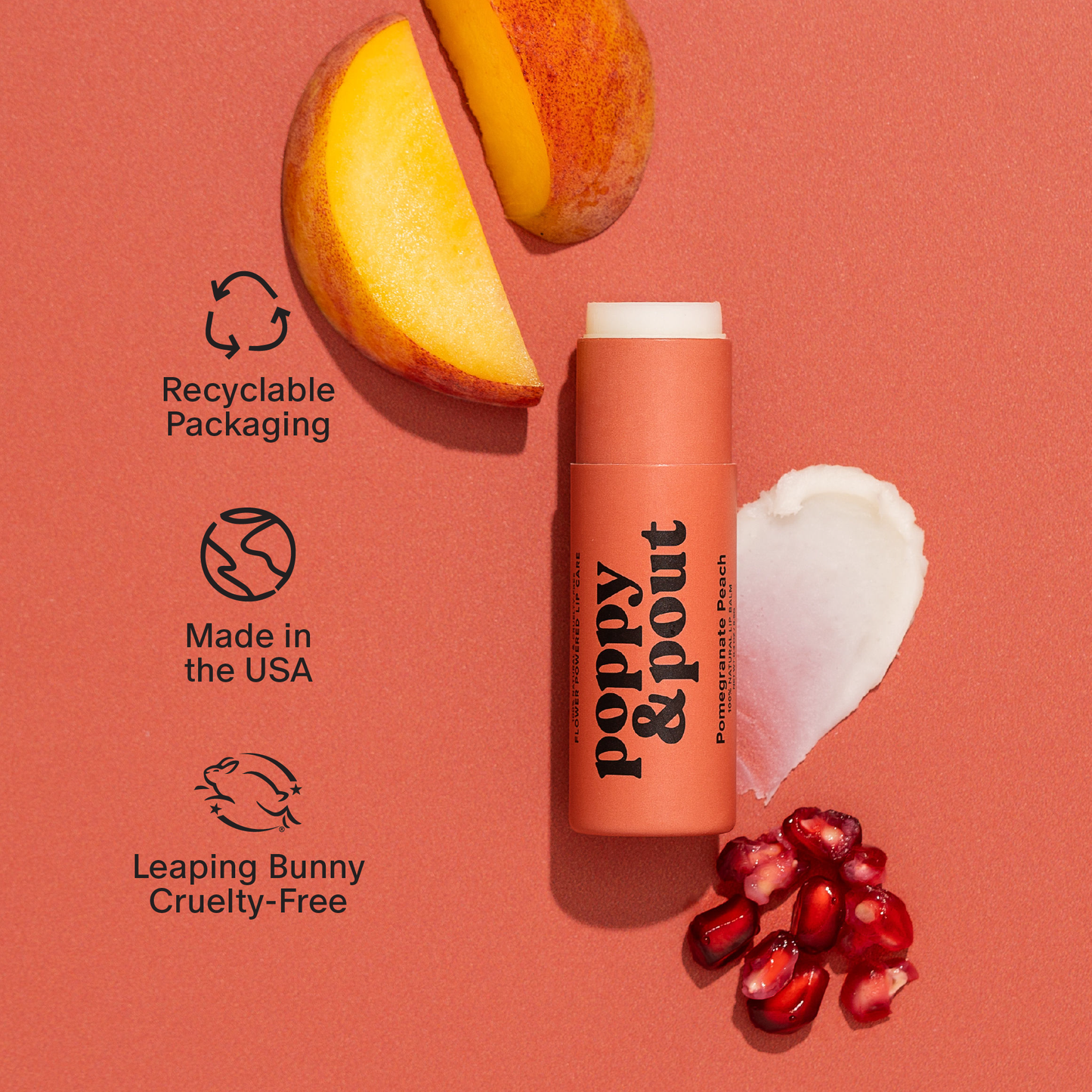 Poppy & Pout Lip Balm | Pomegranate Peach