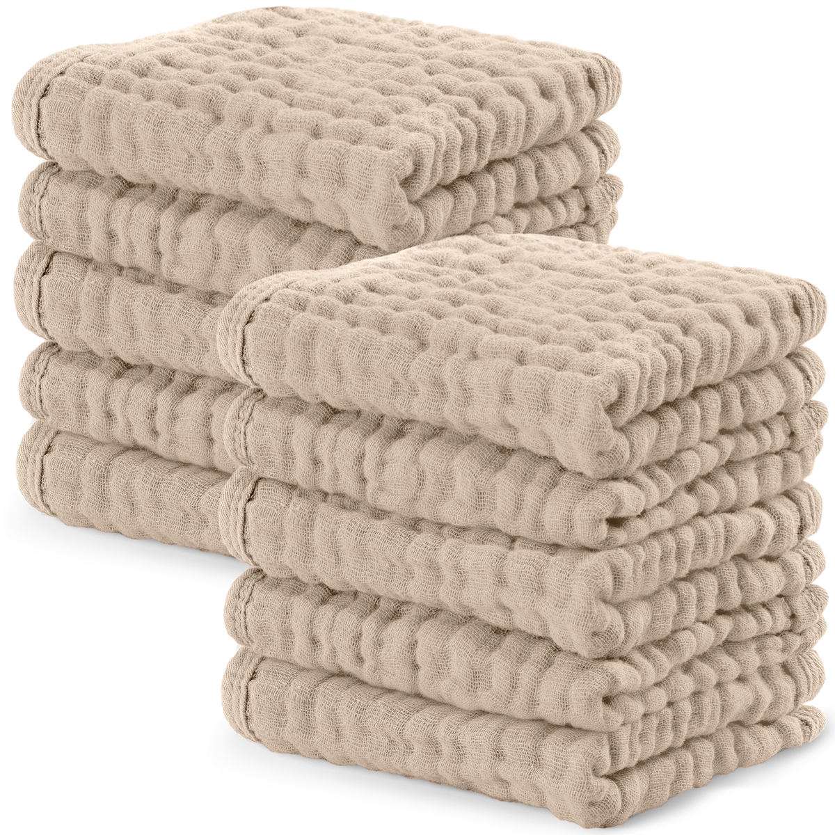 Muslin Baby Washcloths, Soft 10"x10" Cotton by Comfy Cubs