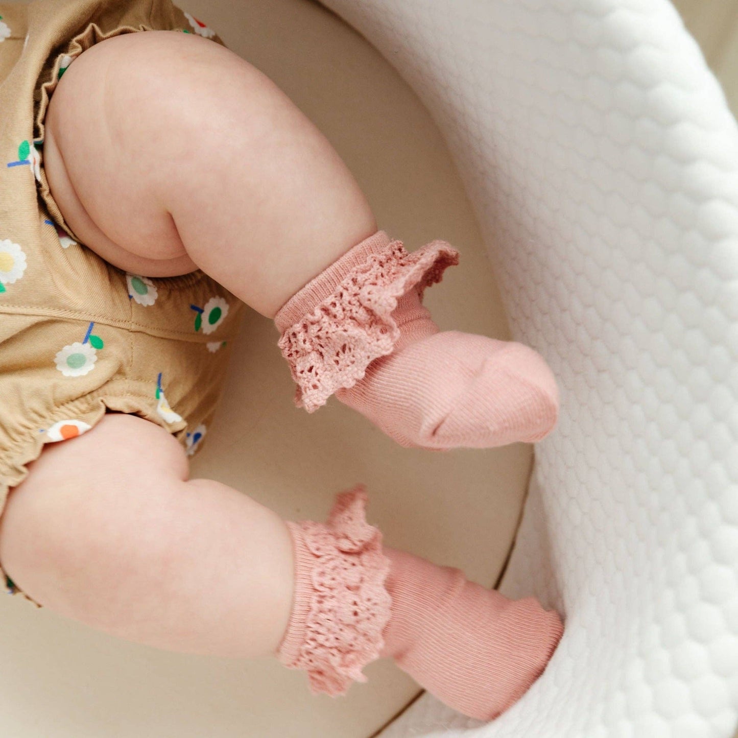 Little Stocking Company | Blush Pink Lace Midi Sock