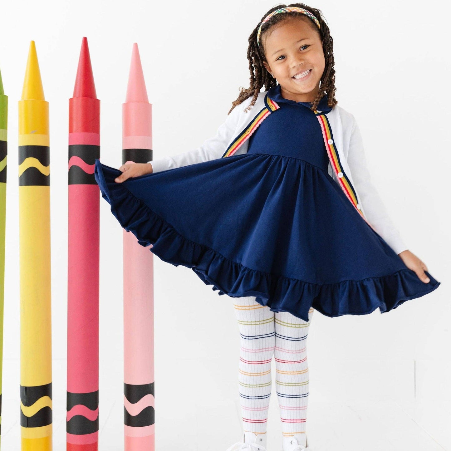 Little Stocking Company | Rainbow Striped Ribbed Tights