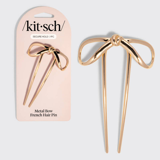 KITSCH | Mini Metal Bow French Hair Pin - Gold