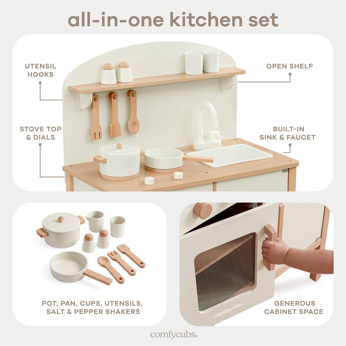 Comfy Cubs Wooden Kids Kitchen Playset