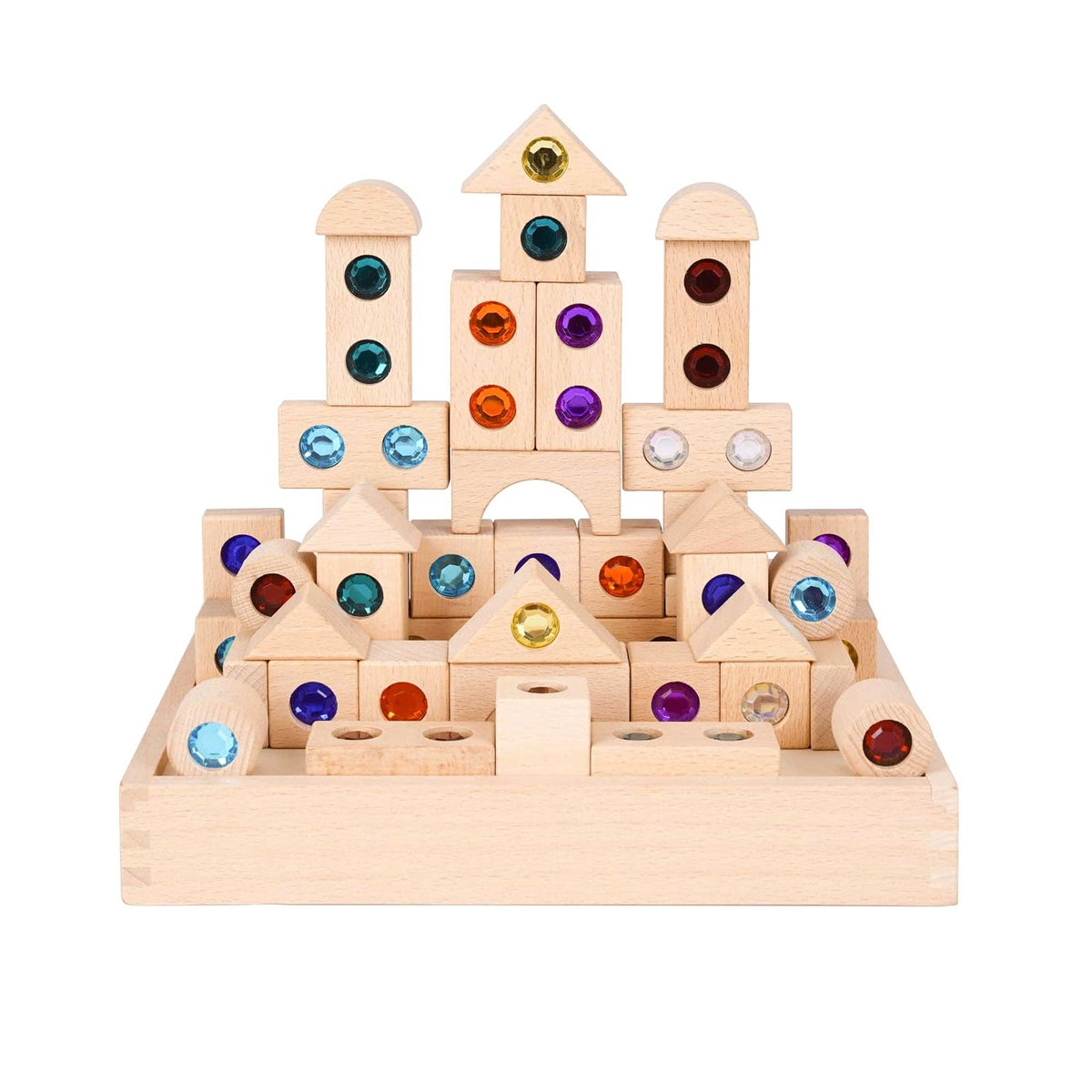 50 Pieces Wooden Building Blocks Set