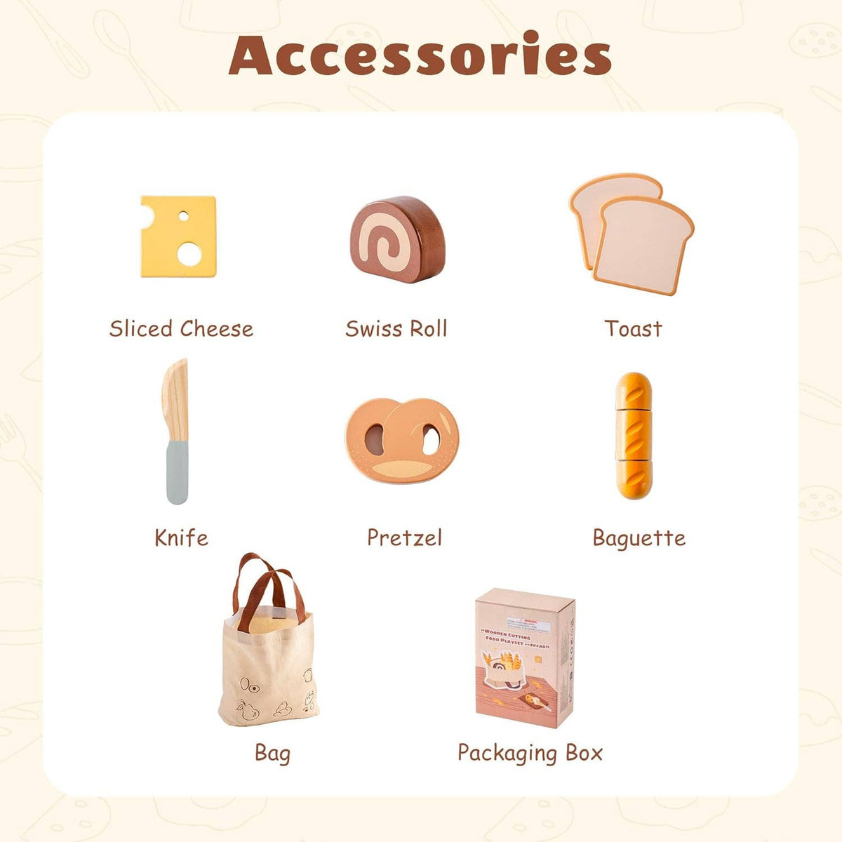 Robud Wooden  Pretend Play Realistic Food Cutting Set Toys