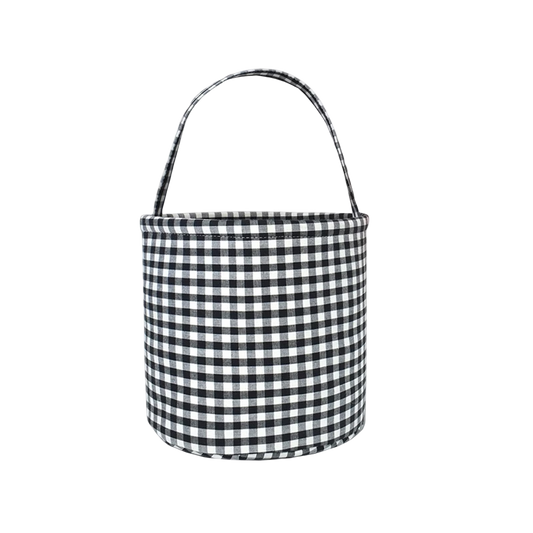 Round Gingham Fabric Basket
