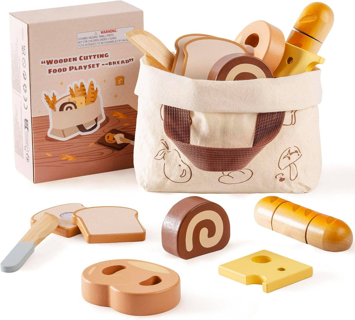 Robud Wooden  Pretend Play Realistic Food Cutting Set Toys