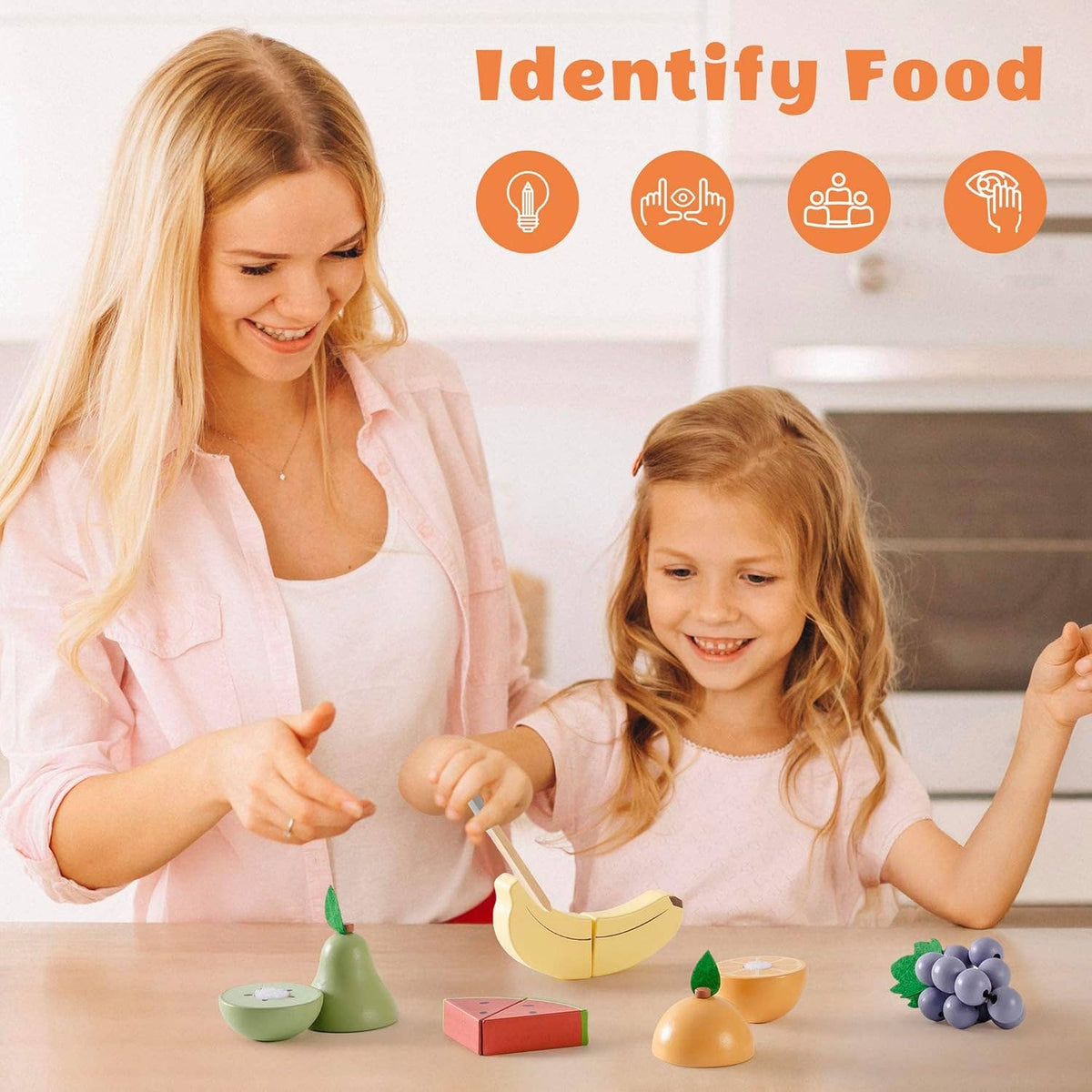 Robud Wooden  Pretend Play Realistic Food Cutting Set Toys