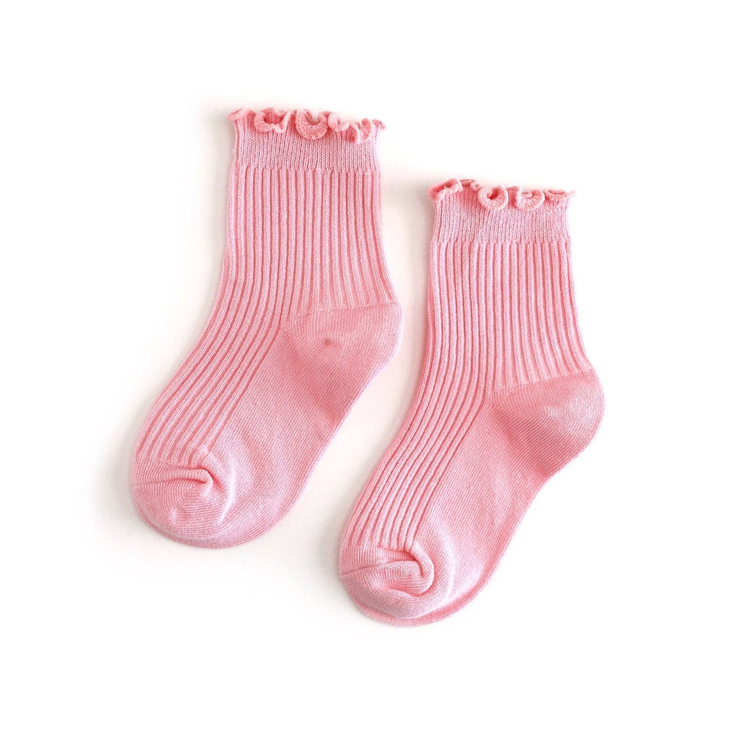 Little Stocking Company | Ribbed Lettuce Trim Midi Socks - Blossom