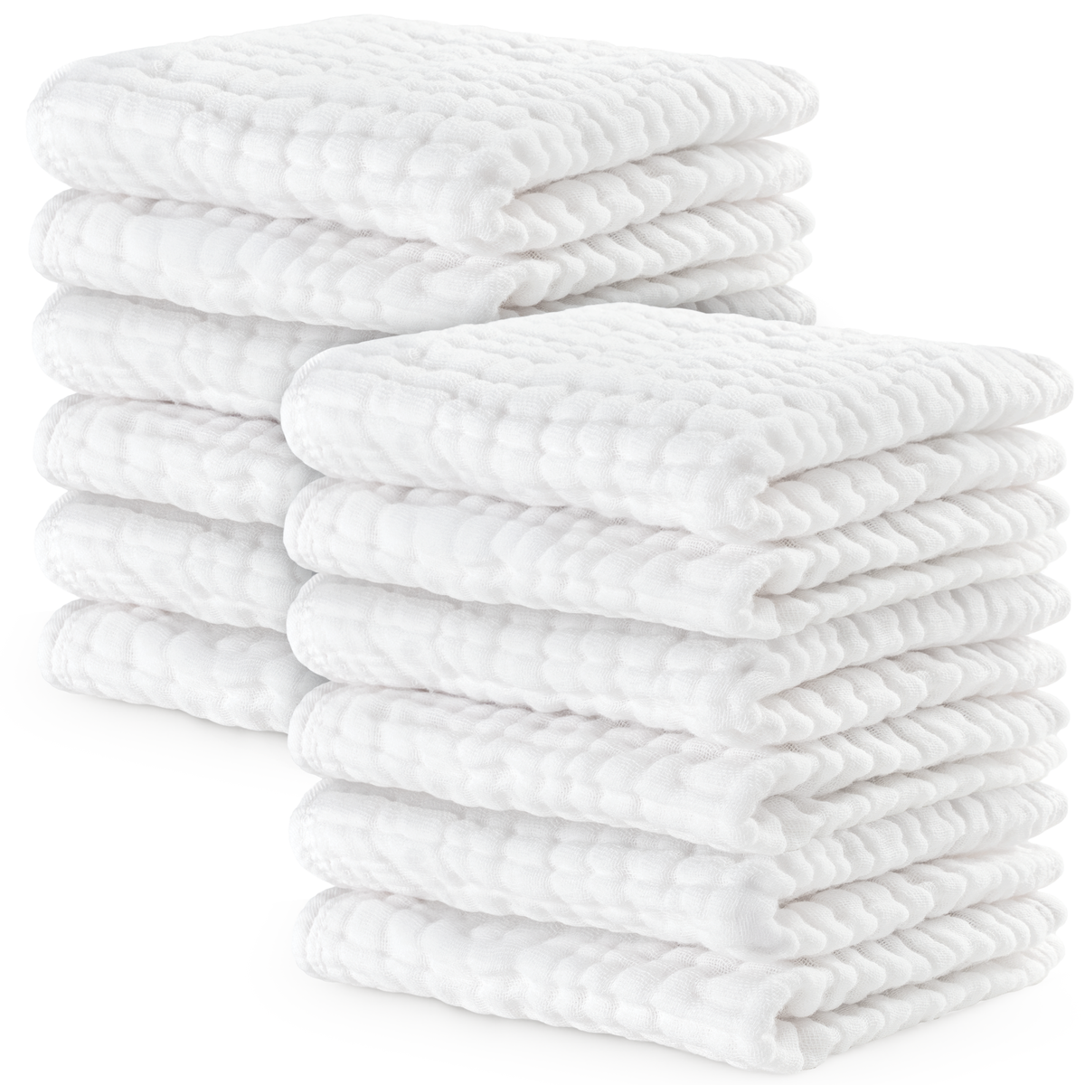 Muslin Baby Washcloths, Soft 10"x10" Cotton by Comfy Cubs