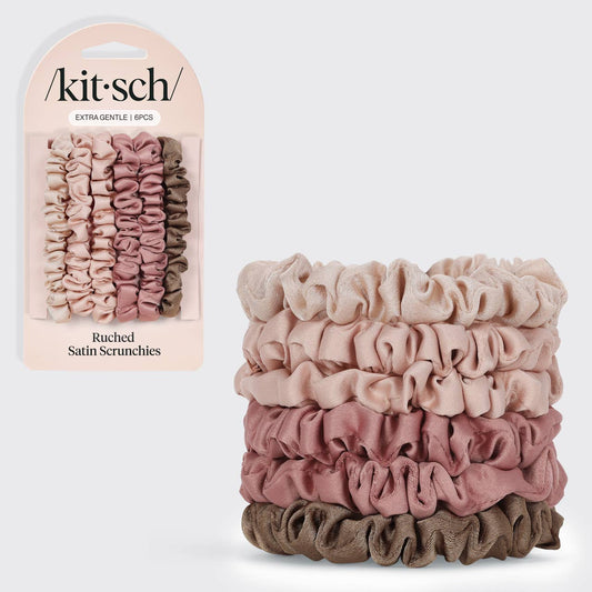KITSCH | Ultra Petite Satin Scrunchies 6pc - Terracotta
