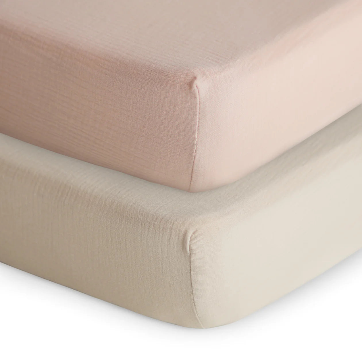 Mushie | Extra Soft Muslin Crib Sheet - 2 Pack | Blush\Fog