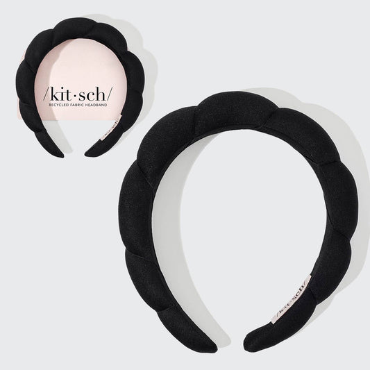 KITSCH | Recycled Fabric Puffy Headband 1pc- Black