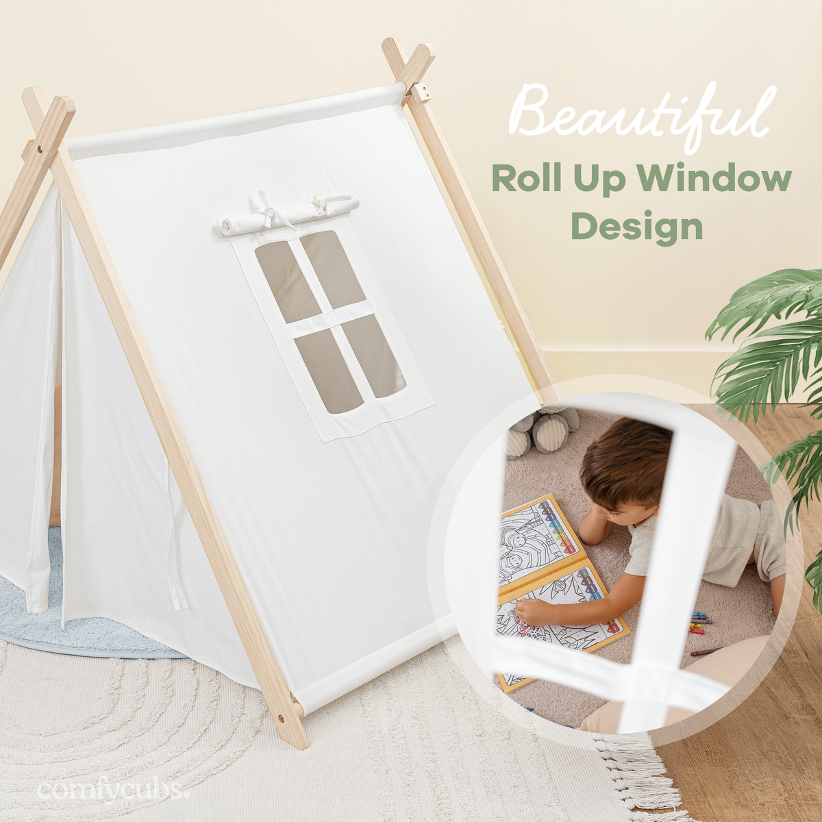 Kids Play Tent, Indoor Canvas Play Tent by Comfy Cubs
