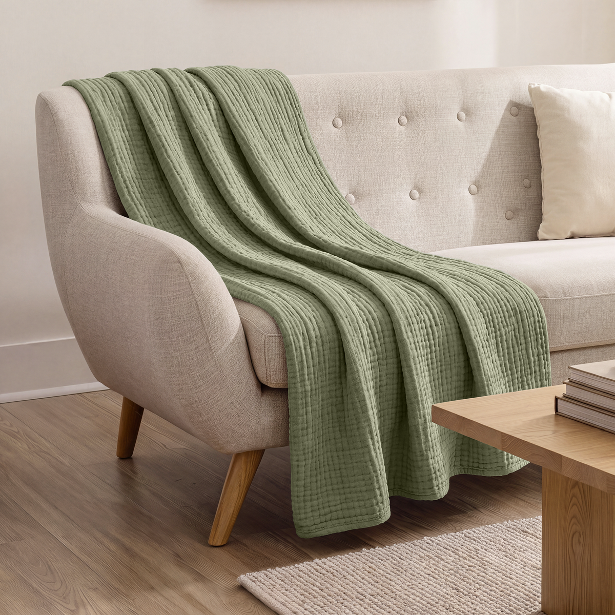 Muslin Large Throw Blanket, 50” x 70”, 6-Layer by Comfy Cubs
