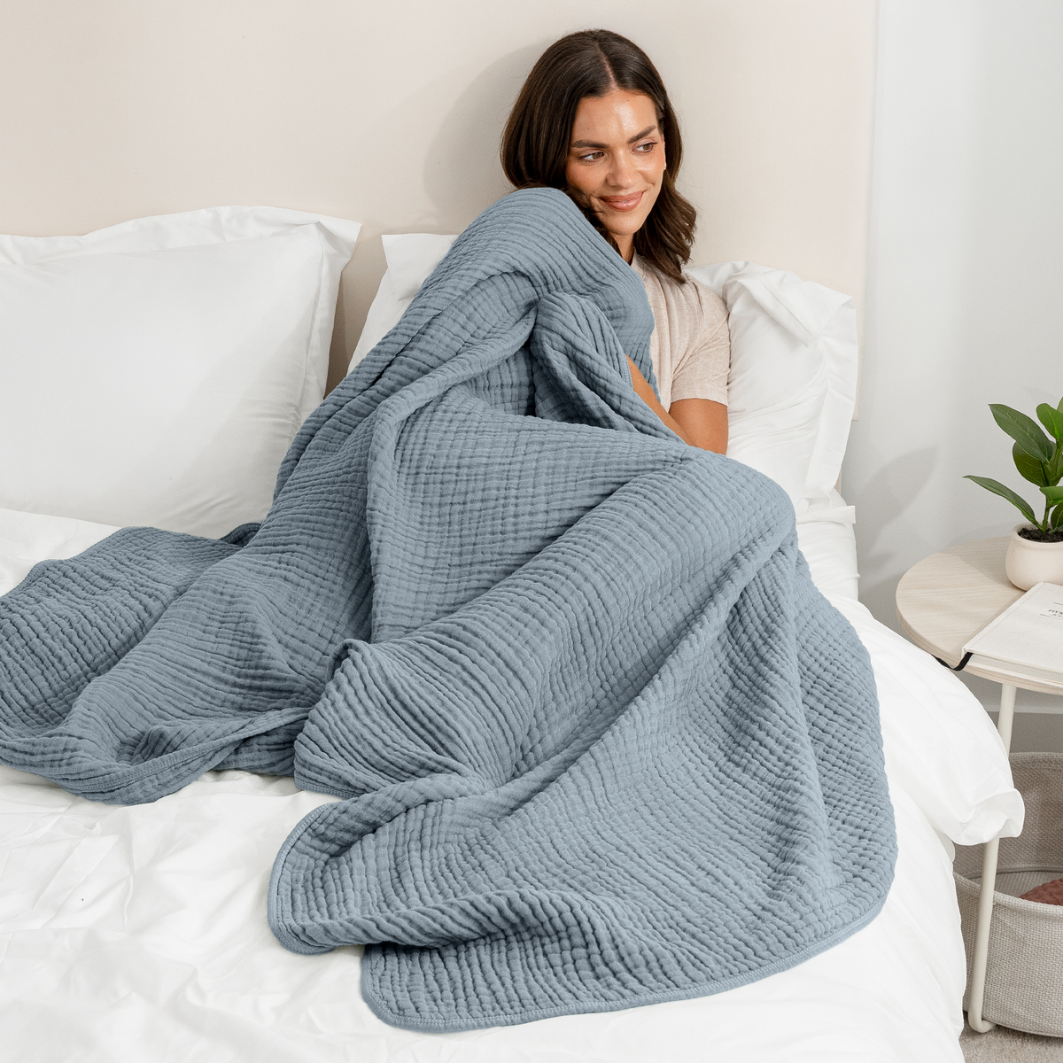 Muslin Large Throw Blanket, 50” x 70”, 6-Layer by Comfy Cubs