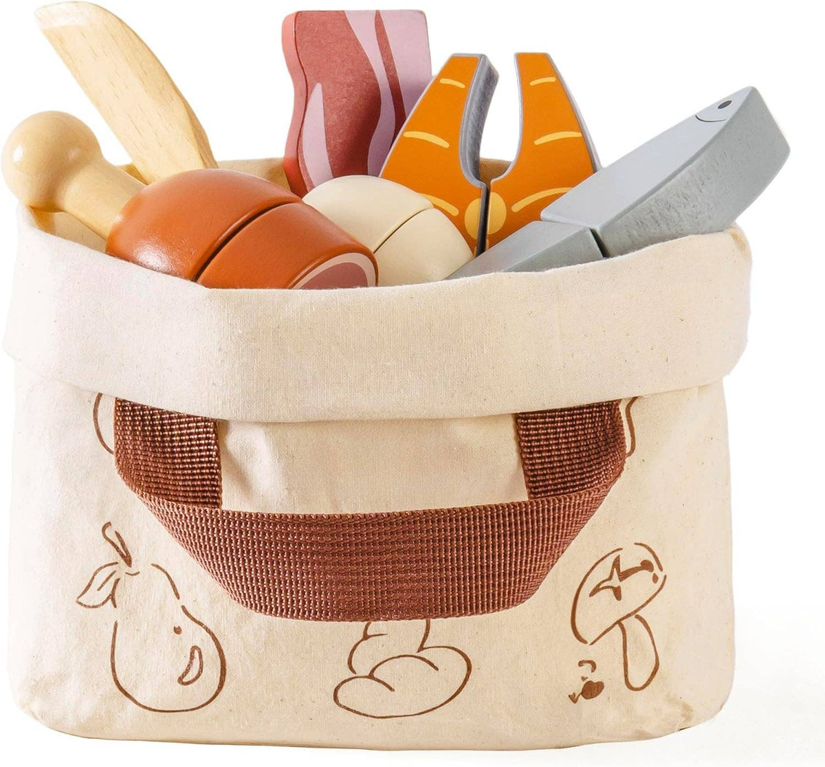 Robud Wooden  Pretend Play Realistic Food Cutting Set Toys