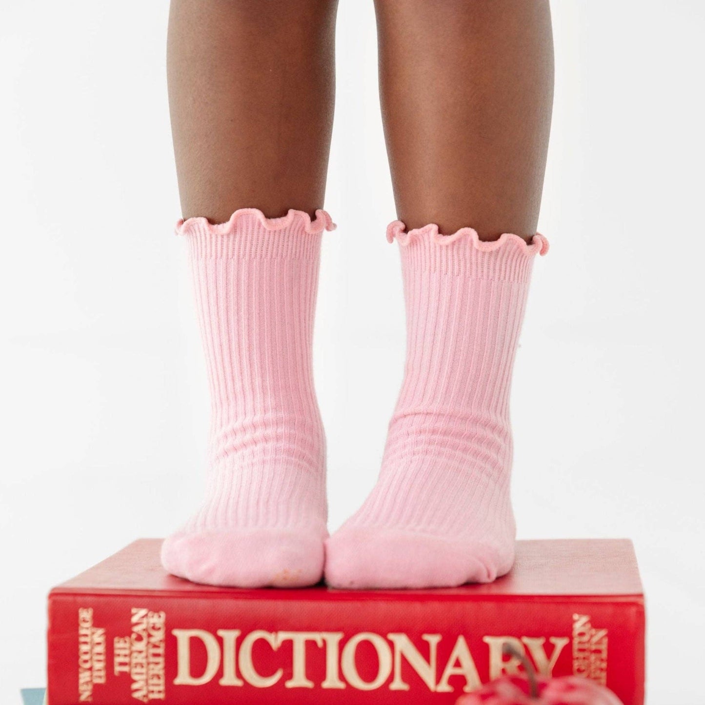 Little Stocking Company | Ribbed Lettuce Trim Midi Socks - Blossom