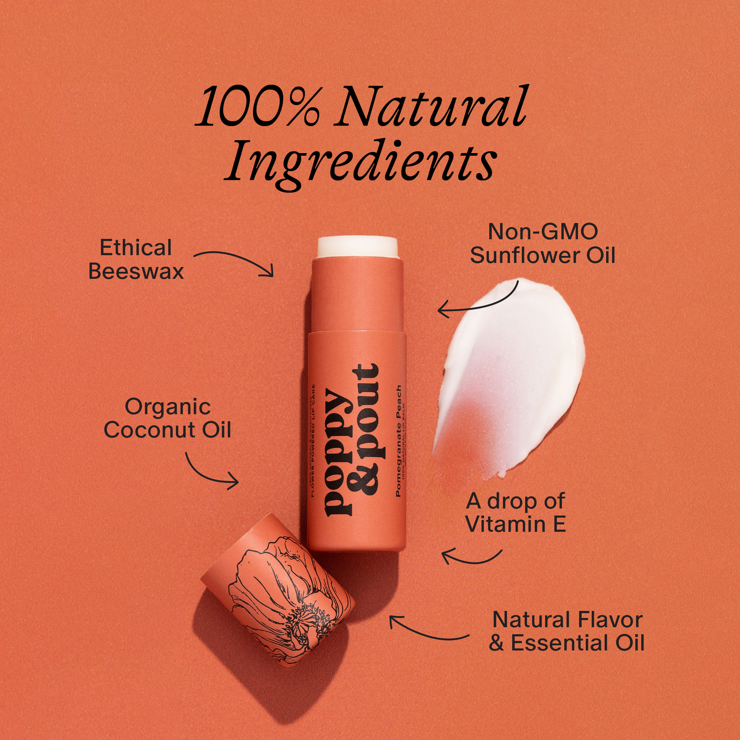 Poppy & Pout Lip Balm | Pomegranate Peach