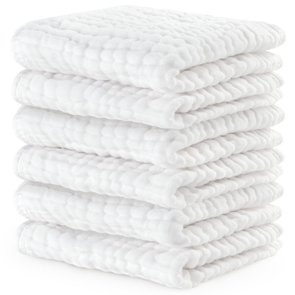 Muslin Baby Washcloths, Soft 10"x10" Cotton by Comfy Cubs