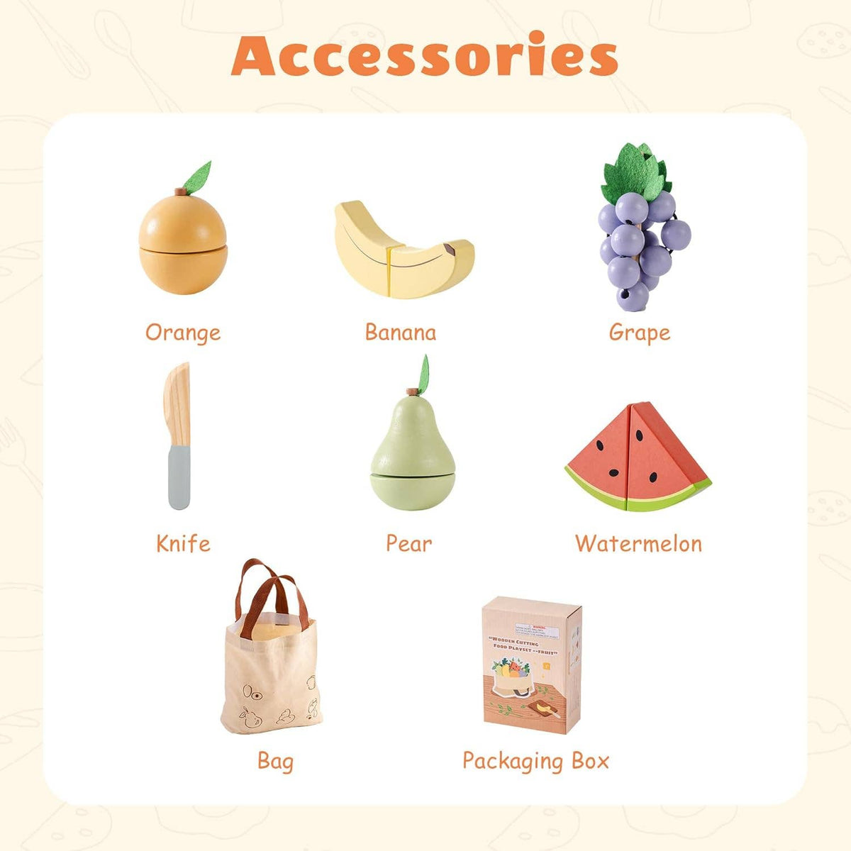 Robud Wooden  Pretend Play Realistic Food Cutting Set Toys