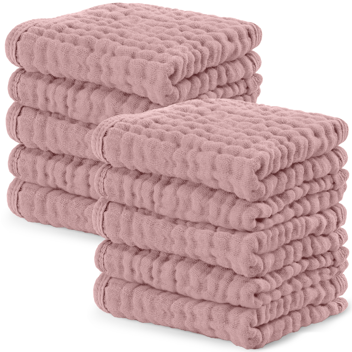 Muslin Baby Washcloths, Soft 10"x10" Cotton by Comfy Cubs