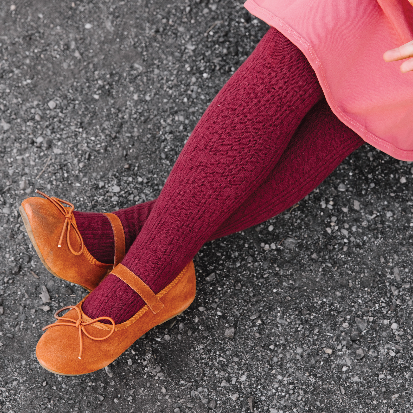 Little Stocking Company | Burgundy Cable Knit Tights