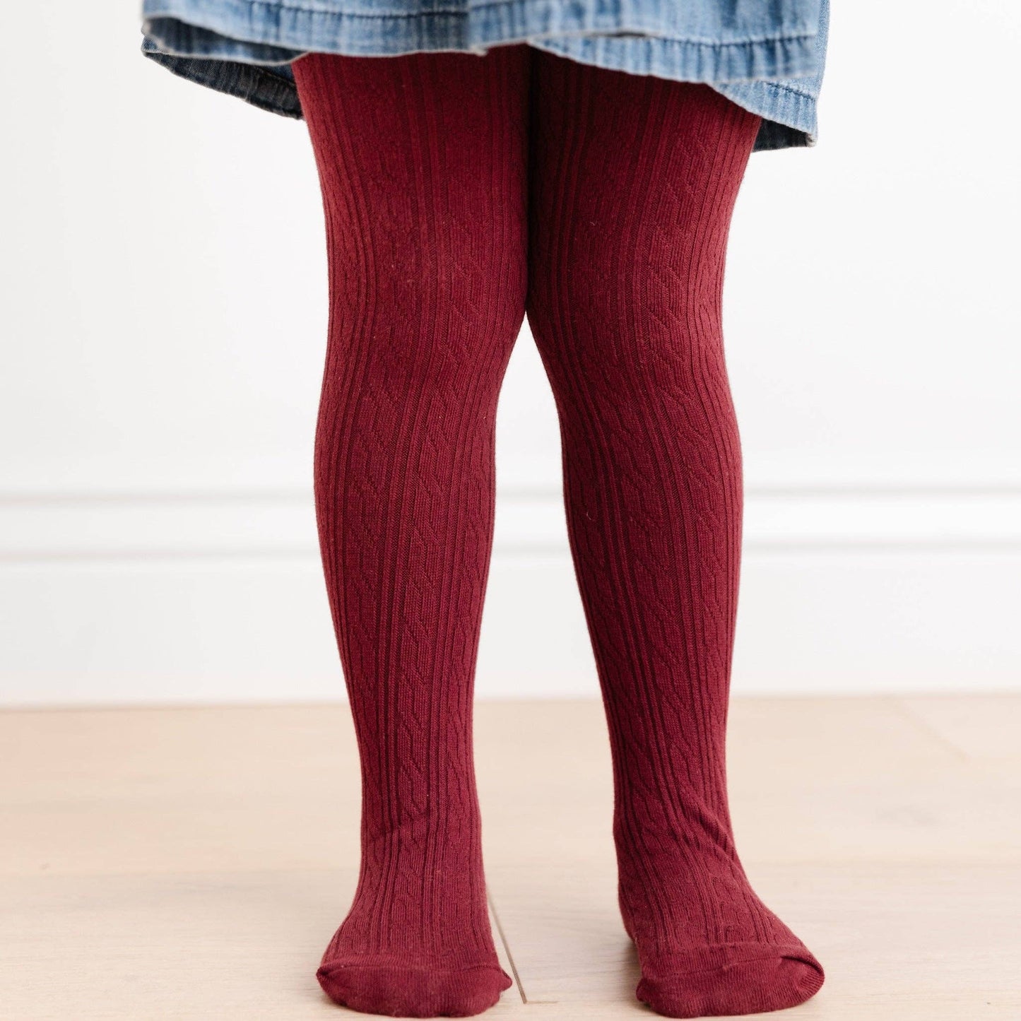 Little Stocking Company | Burgundy Cable Knit Tights