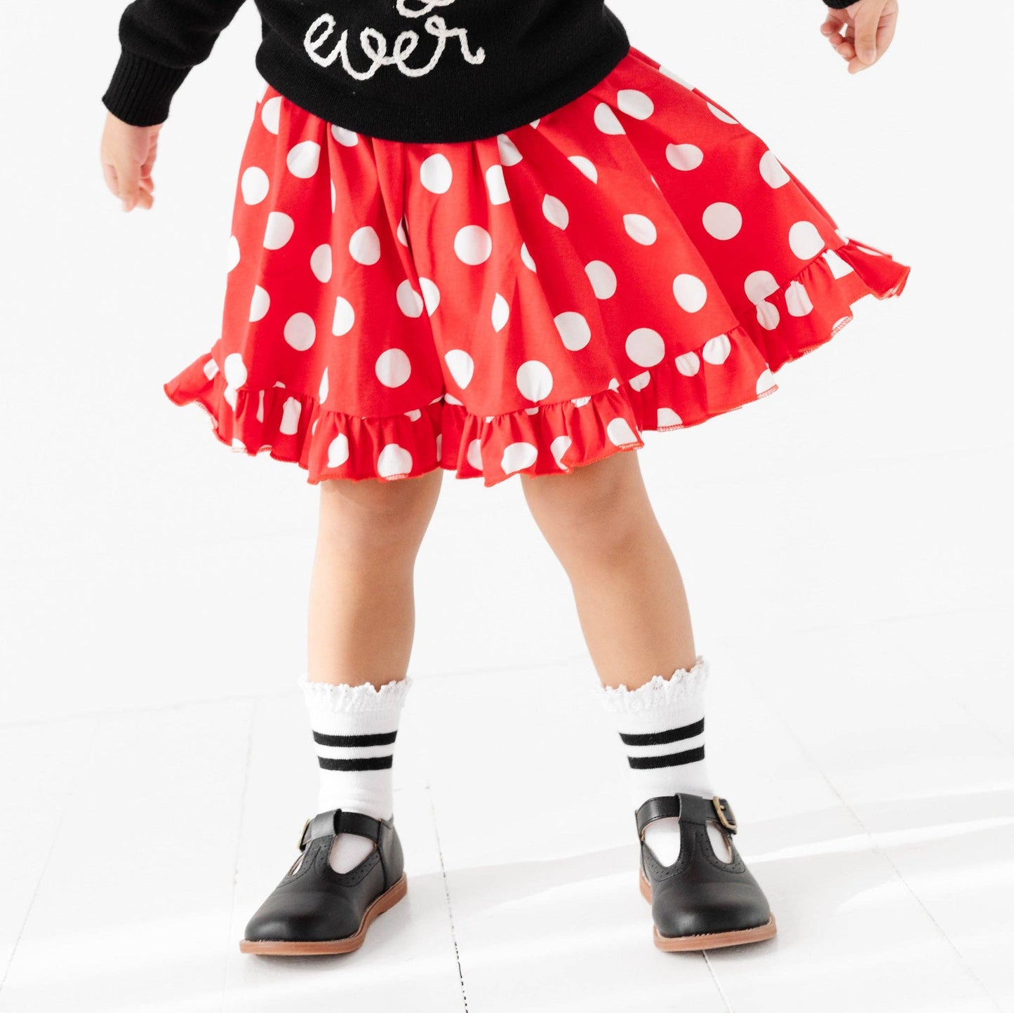 Little Stocking Company | White/Black Striped Lace Midi Sock