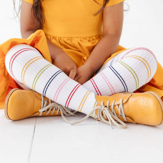 Little Stocking Company | Rainbow Striped Ribbed Tights