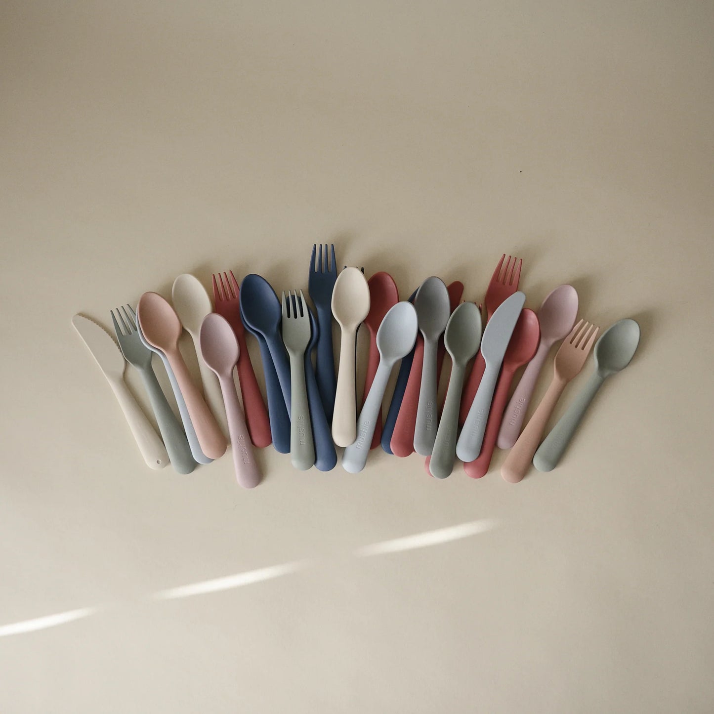 Mushie | Dinnerware Fork + Spoon Set - Blush