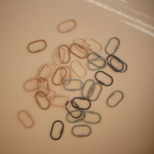 Mushie Chain Link Rings | Shifting Sand, Blush, Cambridge Blue