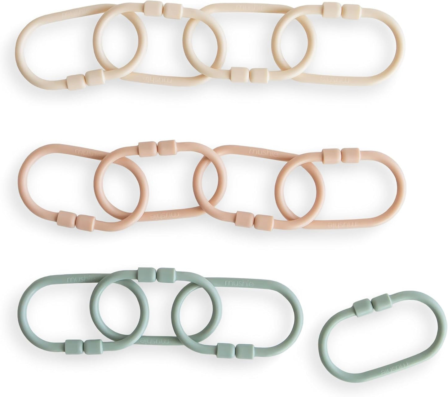 Mushie Chain Link Rings | Shifting Sand, Blush, Cambridge Blue